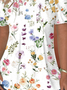 T-shirts Femmes Décontracté Floral Été Ample Manches Courtes Col Rond Régulier Droit Régulier