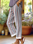 Pantalons Femmes Rayé Rue Printemps / Automne Naturel Aucune élasticité Ample Droit Régulier Pantalon baggy