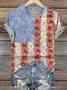 T-shirts Décontracté Floral Été Coton Micro-élasticité Quotidien Manches Courtes Col Rond Régulier pour Femmes