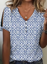 T-shirts Géométrique Décontracté Été Polyester Imprimé Ample Manches Courtes Régulier Ligne T pour Femmes