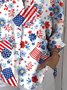 Chemises Décontracté Printemps / Automne Drapeau des États-Unis Coton Micro-élasticité Vacances Coupe Régulière Manches Longues Régulier pour Femmes