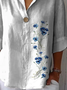 Blouses Simple Floral Printemps / Automne Quotidien Ample Manches trois quarts Col Châle Régulier Régulier pour Femmes