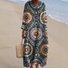 Femmes Floral Bleu Marine Col V Confortable Robe Maxi Décontracté