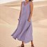 Femmes Plain Blanc Col Rond Confortable Joint Fendu Robe Maxi Décontracté