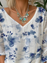 T-shirts Décontracté Floral Printemps / Automne Léger Aucune élasticité Vacances Ample Manches Longues Régulier pour Femmes