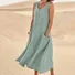 Femmes Plain Blanc Col Rond Confortable Joint Fendu Robe Maxi Décontracté
