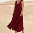 Femmes Plain Blanc Col Rond Confortable Joint Fendu Robe Maxi Décontracté