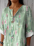 Blouses Femmes Élégant Floral Printemps / Automne Aucune élasticité Ample Manches trois quarts Col Châle Régulier Régulier