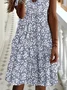 Femmes Floral Gris Col V Confortable Imprimé Robe Mi-Longue Décontracté