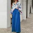 Deux Pièces Ensembles Femmes Géométrique Décontracté Été Polyester Naturel Bal Coupe Régulière Top Avec Pantalons Droit