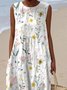 Femmes Floral Blanc Col Rond Confortable Robe Maxi Décontracté
