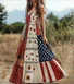 Femmes Floral Rouge Col V Confortable Robe Maxi Décontracté