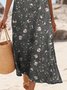 Femmes Floral Noir Col Rond Confortable Robe Maxi Décontracté