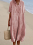 Femmes Plain Vert Col V Confortable Robe Maxi Décontracté