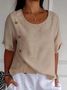 Blouses Simple Plain Été Polyester Quotidien Ample Col Rond Régulier Régulier pour Femmes