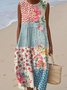 Femmes Floral Comme Image Col Rond Confortable Robe Maxi Décontracté