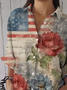 Chemises Décontracté Le jour de l'indépendance (Drapeau) Printemps / Automne Polyester Imprimé Aucune élasticité Quotidien Manches trois quarts Col de Chemise pour Femmes