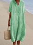 Femmes Plain Vert Col V Confortable Robe Maxi Décontracté