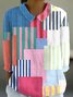 Chemises Femmes Géométrique Décontracté Printemps / Automne en Lin Micro-élasticité Coupe Régulière Manches Longues Régulier Col de Chemise