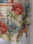 Chemises Décontracté Le jour de l'indépendance (Drapeau) Printemps / Automne Polyester Imprimé Aucune élasticité Quotidien Manches trois quarts Col de Chemise pour Femmes
