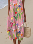 Femmes Floral Comme Image Col Rond Confortable Robe Maxi Décontracté