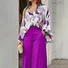Deux Pièces Ensembles Femmes Géométrique Décontracté Été Polyester Naturel Bal Coupe Régulière Top Avec Pantalons Droit