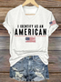 T-shirts Femmes Décontracté Été Drapeau des États-Unis Polyester Col V Quotidien Coupe Régulière Manches Courtes Ligne T