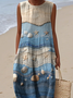 Femmes Chevron Comme Image Col Rond Confortable Robe Maxi Décontracté