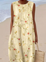 Femmes Floral Comme Image Col Rond Confortable Robe Maxi Décontracté