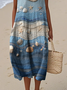 Femmes Chevron Comme Image Col Rond Confortable Robe Maxi Décontracté