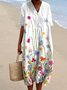 Femmes Floral Blanc Col V Confortable Robe Maxi Décontracté