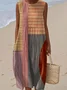 Femmes Rayé Comme Image Col Rond Confortable Robe Maxi Décontracté