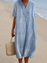 Femmes Plain Vert Col V Confortable Robe Maxi Décontracté