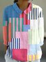 Chemises Femmes Géométrique Décontracté Printemps / Automne en Lin Micro-élasticité Coupe Régulière Manches Longues Régulier Col de Chemise