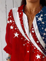 Chemises Décontracté Printemps / Automne Le jour de l'indépendance (Drapeau) Polyester Imprimé Aucune élasticité Manches trois quarts Régulier Col de Chemise pour Femmes