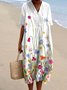 Femmes Floral Blanc Col V Confortable Robe Maxi Décontracté
