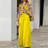 Deux Pièces Ensembles Femmes Géométrique Décontracté Été Polyester Naturel Bal Coupe Régulière Top Avec Pantalons Droit
