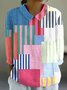 Chemises Femmes Géométrique Décontracté Printemps / Automne en Lin Micro-élasticité Coupe Régulière Manches Longues Régulier Col de Chemise