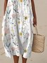 Femmes Floral Blanc Col Rond Confortable Robe Maxi Décontracté
