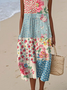 Femmes Floral Comme Image Col Rond Confortable Robe Maxi Décontracté