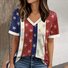 T-shirts Géométrique Décontracté Été Col V Quotidien Coupe Régulière Manches Courtes Trapèze Régulier pour Femmes