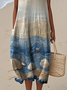 Femmes Chevron Comme Image Col Rond Confortable Robe Maxi Décontracté