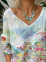 T-shirts Décontracté Printemps / Automne Motif dégradé Léger Aucune élasticité Ample Jersey Régulier Droit pour Femmes
