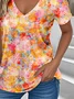 T-shirts Simple Botanique Motif Été Quotidien Ample Jersey Régulier Droit Régulier pour Femmes