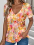 T-shirts Simple Botanique Motif Été Quotidien Ample Jersey Régulier Droit Régulier pour Femmes