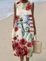 Femmes Rayé Blanc Col Rond Confortable Robe Maxi Décontracté