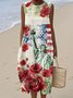 Femmes Rayé Blanc Col Rond Confortable Robe Maxi Décontracté