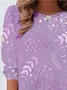 Chemises Femmes Décontracté Floral Printemps / Automne Coton Manches Longues Col Rond Régulier Trapèze Régulier