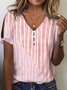 T-shirts Géométrique Décontracté Été Col V Micro-élasticité Coupe Régulière Régulier Droit Régulier pour Femmes