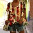T-shirts Femmes Décontracté Floral Été Col V Micro-élasticité Coupe Régulière Manches Courtes Régulier Trapèze